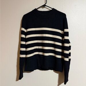 A New Day Black and Cream Striped Sweater Size Medium